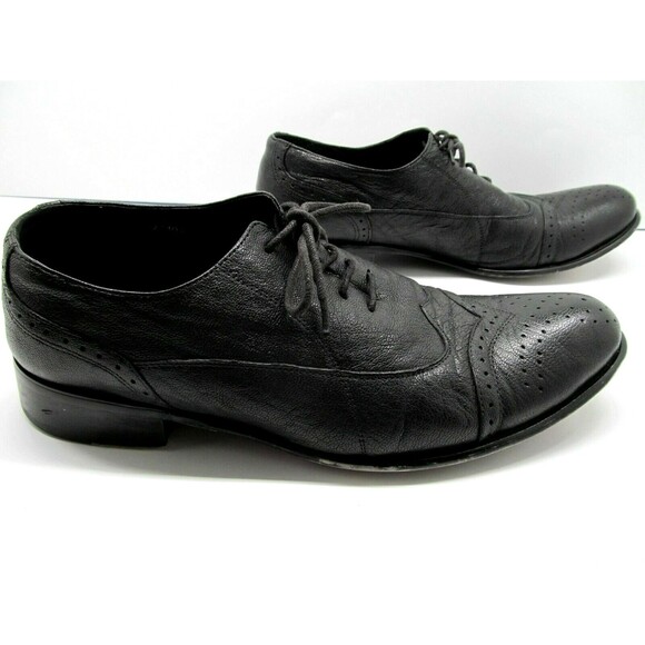 Peluso Black Leather Wingtip Oxfords Mens Size US 9 EUR 40 - Picture 1 of 9